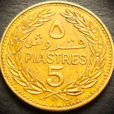 Moneda exotica 5 PIASTRES - LIBAN, anul 1972 * cod 5244 = excelenta