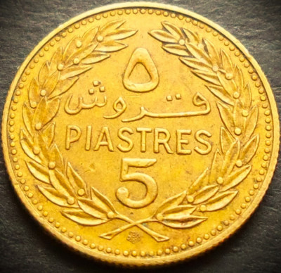 Moneda exotica 5 PIASTRES - LIBAN, anul 1972 * cod 5244 = excelenta foto