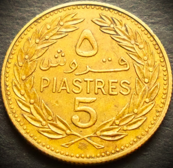 Moneda exotica 5 PIASTRES - LIBAN, anul 1972 * cod 5244 = excelenta