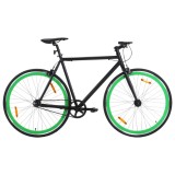 VidaXL Bicicletă cu angrenaj fix, negru și verde, 700c, 51 cm