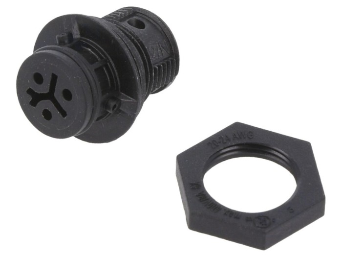 Conector circular mamă 3 PIN, 8A, argintat
