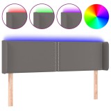 Cumpara ieftin Tablie de pat cu LED, gri, 147x16x78/88 cm, piele ecologica