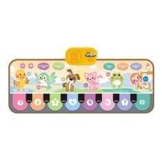 Covoras muzical interactiv copii tip pian, Fluffy, 13 melodii si sunete, 80x30cm, Multicolor