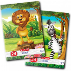 Caiet A5, 24 file, 80g/mp, Tip I, Cute Animals Premium Herlitz