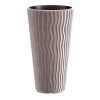 Ghiveci decorativ de flori, rotund, inalt, cafeniu, 29.7x53.1 cm, Sandy, Prosperplast