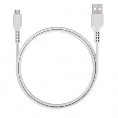 Cablu de date si incarcare, USB A - Micro USB, 1 m, alb