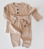 Cumpara ieftin Set bluzita cu maneca lunga si pantaloni lungi din bumbac organic si modal - Blush BabyCosy (Marime: 9-12 luni)