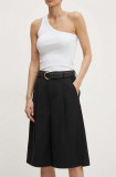 Gestuz pantaloni scurti femei, culoarea negru, neted, high waist, 10909173