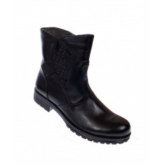 Ghete dama din piele naturala, cu fermoar, IMBLANITE, NEGRU - MVS533N