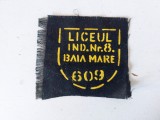 Numar matricol scolar ecuson anii 80, Baia Mare, LICEUL IND. Nr. 8.