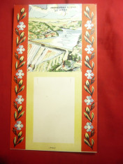 Carton- Suport Calendar -Hidrocentrala VI Lenin Bicaz , dim.= 16,2x28cm foto