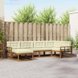 vidaXL Set de canapele de exterior cu pernă 6 pcs Natural și Crem 3367833