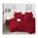 Cumpara ieftin Lenjerie de Pat Dublu Bumbac Damasc 4 Piese cu Elastic, Visiniu - XIA180