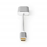 Adaptor USB-C tata - DisplayPort mama, 5 Gbps, PD, 0.2m, argintiu, Nedis