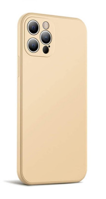 Husa din silicon compatibila cu iPhone 12 Pro Max, silk touch, interior din catifea cu decupaje la camere, Crem foto