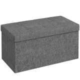 HOMCOM Bancă Cutie de Depozitare Pliabilă de 84L, Bancă de Pat cu Capac și &Icirc;nveliș Textil, 76x38x38 cm, Gri &Icirc;nchis | Aosom Romania