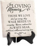 Placa memoriala cu suport LukieJac, marmura, alb/negru, 19 X 14,9 cm