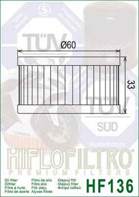 Filtru Ulei HF136 Hiflofiltro Suzuki 16510-38240 Cod Produs: MX_NEW HF136PE foto