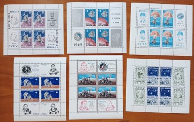 ROMANIA-&amp;#039;&amp;#039;PROGRAM APOLLO-11-16 &amp;#039;&amp;#039;LOT6 COLITE- BLOC de 4 cu vignete&amp;#039;&amp;#039;-MNH LUX -NESTAMPIL.-VEZI SCAN foto
