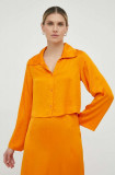 Cumpara ieftin American Vintage camasa femei, culoarea portocaliu, cu guler clasic, regular