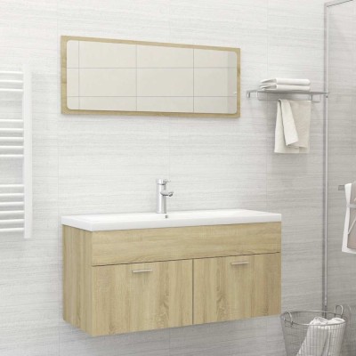Set mobilier baie, 2 piese, stejar sonoma, PAL foto