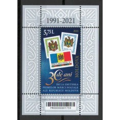 Moldova 2021 Mi 1170 bl 89 MNH - 30 de ani de la prima marca postala