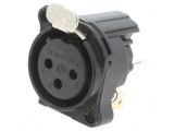 Soclu XLR Mamă 3 PIN cu Buton Argint 6A, Neutrik