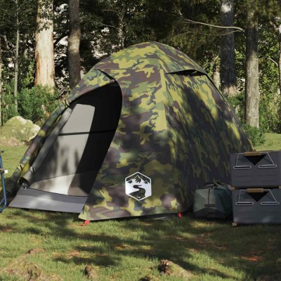 vidaXL Cort de camping cupolă pentru 2 persoane, camuflaj, impermeabil foto
