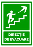 Semn pentru directie de evacuare spre scari in dreapta sus