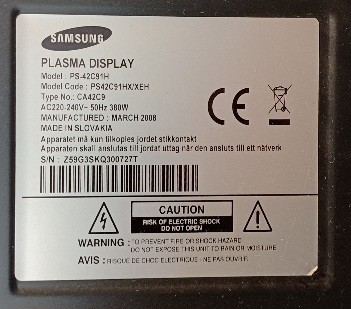 Module plasma Samsung PS-42C91H- NETESTATE foto