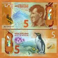 !!! NOUA ZEELANDA - 5 DOLARI 2015 - P 191 - UNC / POLIMER foto