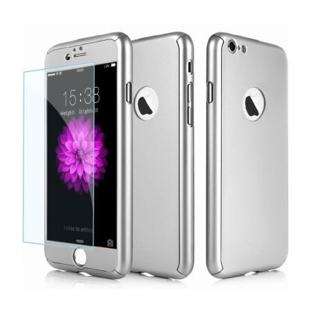 Husa FullBody MyStyle Silver pentru Apple iPhone 7 acoperire completa 360 grade cu folie de protectie gratis