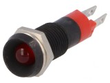 Lampă de control LED roșie 24-28V IP67 metal &Oslash;8,2mm