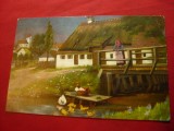 Ilustrata - Casa la tara - Bavaria 1908 , stampila speciala rosie