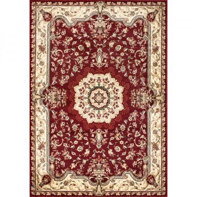 Covor Model Lotos 1520-210, Marime 60 x 110 cm, Grena, Rosu, Inaltime Fir 8 mm, Antialergic, Polipropilena, Living, Dormitor, Sufragerie, Birou foto