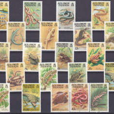 DB1 Fauna Ins. Solomon Reptile Serpi Soparle Testoasa 1979 - 82 - 83 21 v. MNH