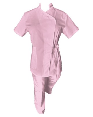 Costum Medical Pe Stil, Roz Deschis cu Elastan, Model Andreea - XS, 4XL foto