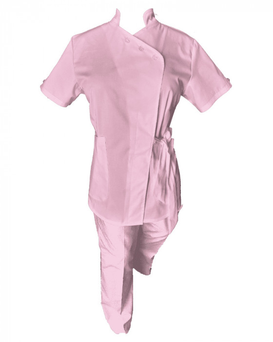 Costum Medical Pe Stil, Roz Deschis cu Elastan, Model Andreea - 4XL, 2XL