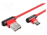 Cablu USB 2.0 NATEC USB A unghiular - USB C unghiular 1m roșu