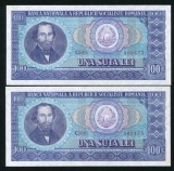 q652 RSR PERECHE CONSECUTIVA 100 LEI 1966 NECIRCULATA UNC