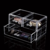 Organizator Cosmetice, Acrilic, Transparent, 3 Compartimente, Dimensiuni 23.5x13.5x14 cm, Oem