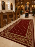 Cumpara ieftin Covor Bisericesc Lotos 15066-210 Grena/Rosu 80x150cm, Polipropilena Antialergic, Inaltime Fir 8mm, Model Manastire/Biserica