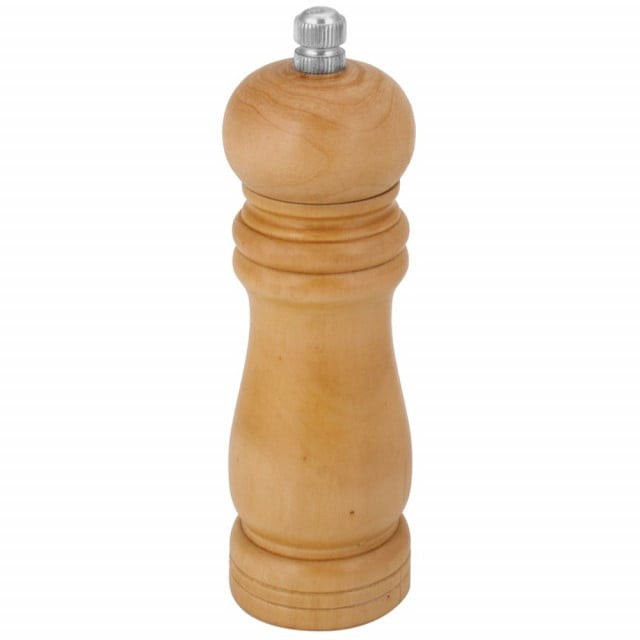 Rasnita manuala Pufo pentru piper si condimente din lemn, 15 cm, maro