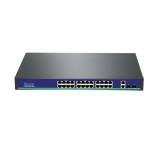 Switch PoE BestNPS cu 24 porturi Gigabit, 2 uplink RJ45 si 2 SFP, 400W