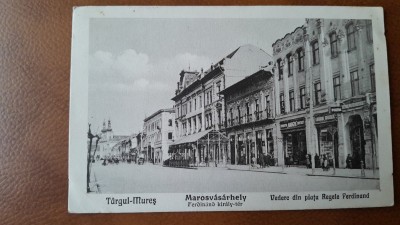 Carte postala, Targu Mures, vedere din piata Regele Ferdinand, 1927 foto