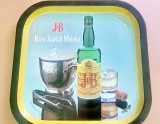 C646-Tava reclama J&amp;B Wiskey rare scotch metal latura 32.5 cm.