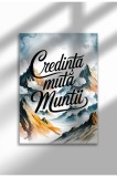 Unframed Religious Canvas Poster in Romanian - Digital Print - Credinta Muta Muntii | A4 (21 x 29.7 cm)