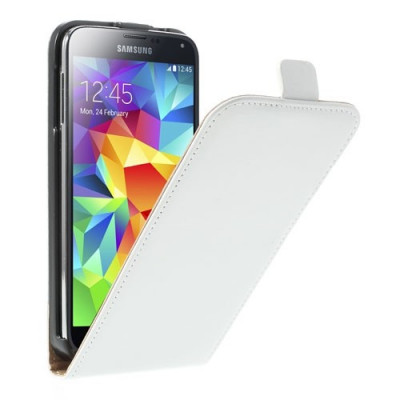 Husa flip alba (interior bej) pentru Samsung Galaxy S5 G900 foto