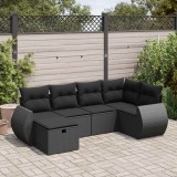 vidaXL Set mobilier de grădină cu perne, 6 piese, negru, poliratan 3325581