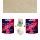 Cumpara ieftin Pachet 2x Vopsea decorativa interior Kober Decor Izy Ocru Venetia 0.9L + Pensula